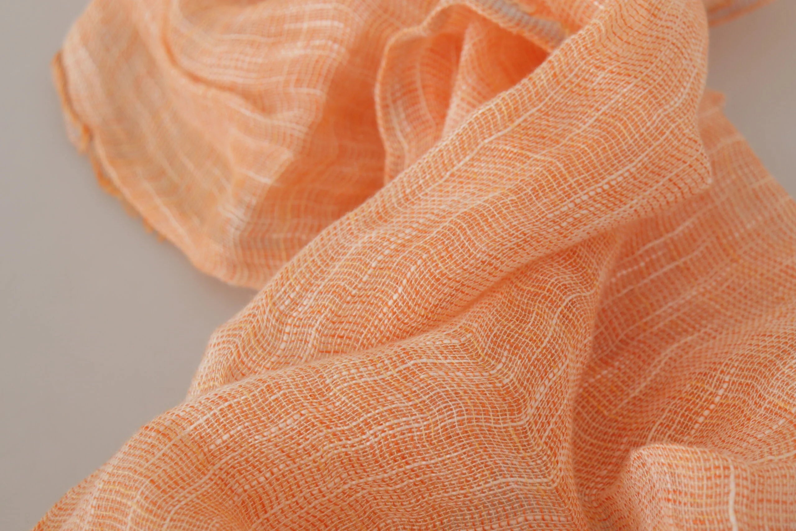 Malo Peach Linen Knitted Shawl Wrap Fringes Scarf - Scarves & Shawls