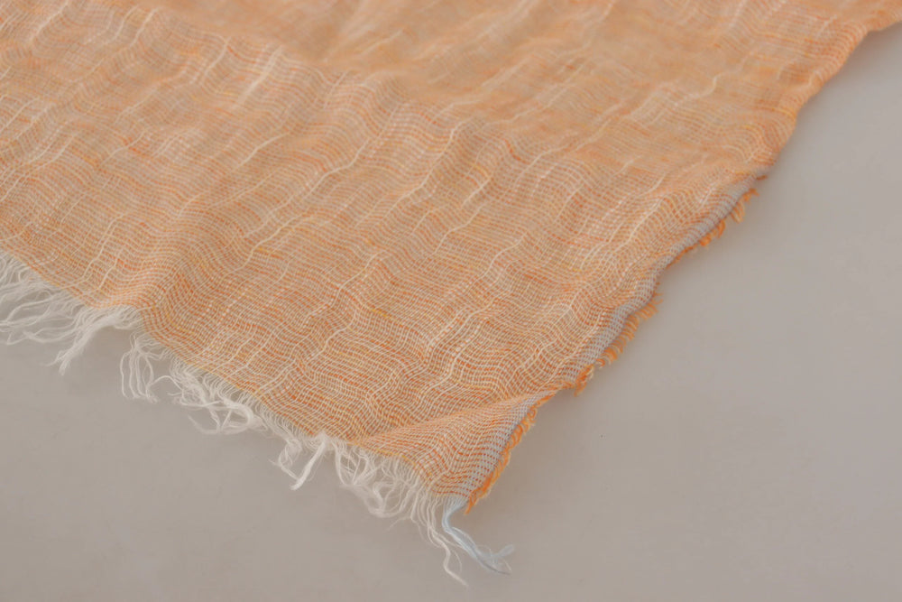 Malo Peach Linen Knitted Shawl Wrap Fringes Scarf - Scarves & Shawls