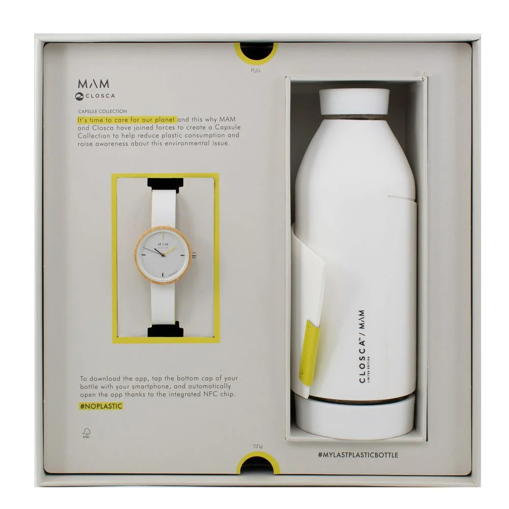 MAM White Leather Dress Watch