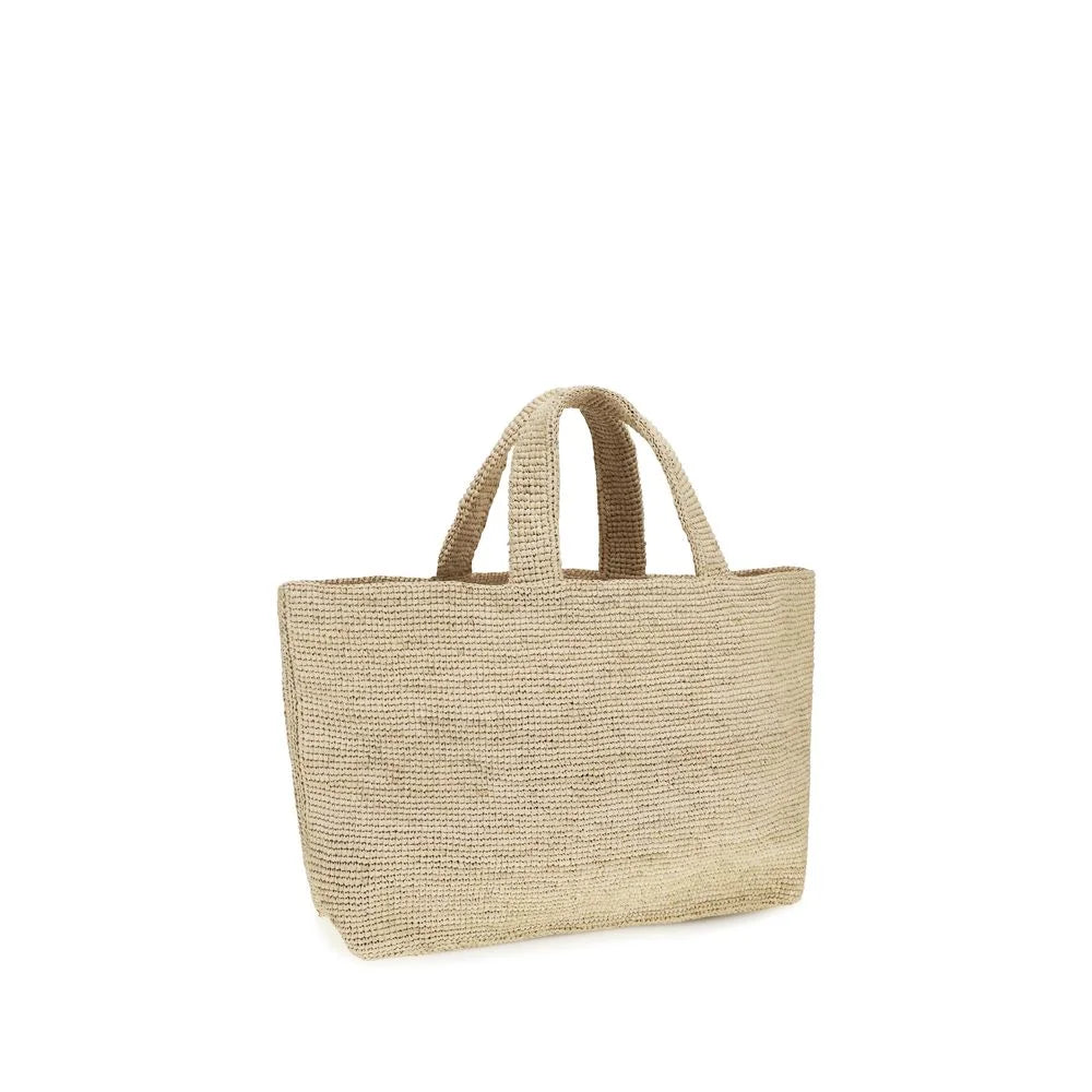 Manebi Beige Raffia Handbag