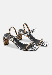 Mangará Atelier Animal Print Calf Leather Sandals – Women’S 6.5 Cm Block Heel Open Toe