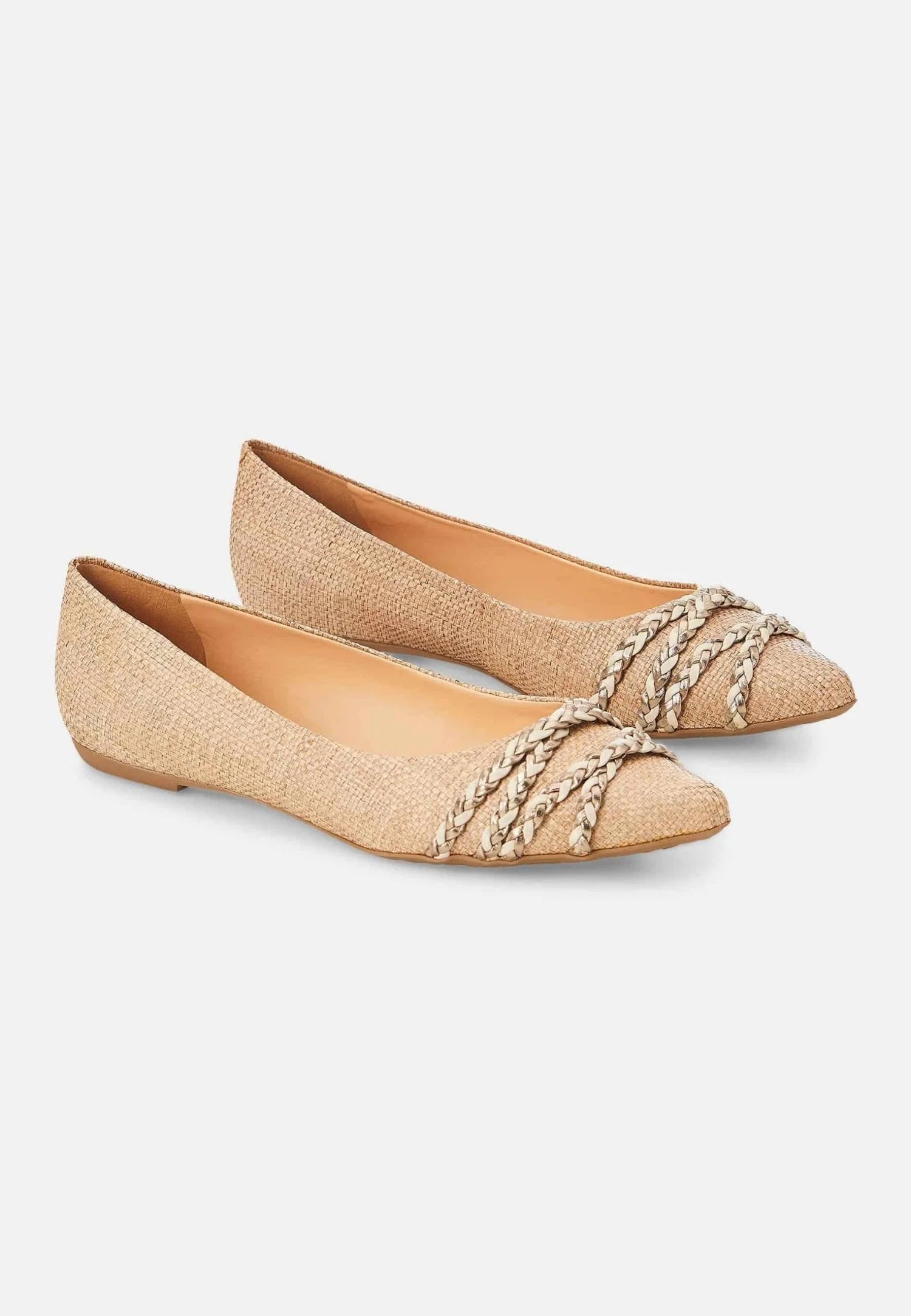 Mangará Atelier Beige Natural Raffia Ballerinas – Women’S Flats