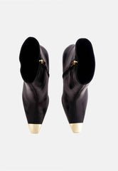 Mangará Atelier Black Calf Leather Ankle Boots Inga – 8.7cm Heeled Pointed-Toe