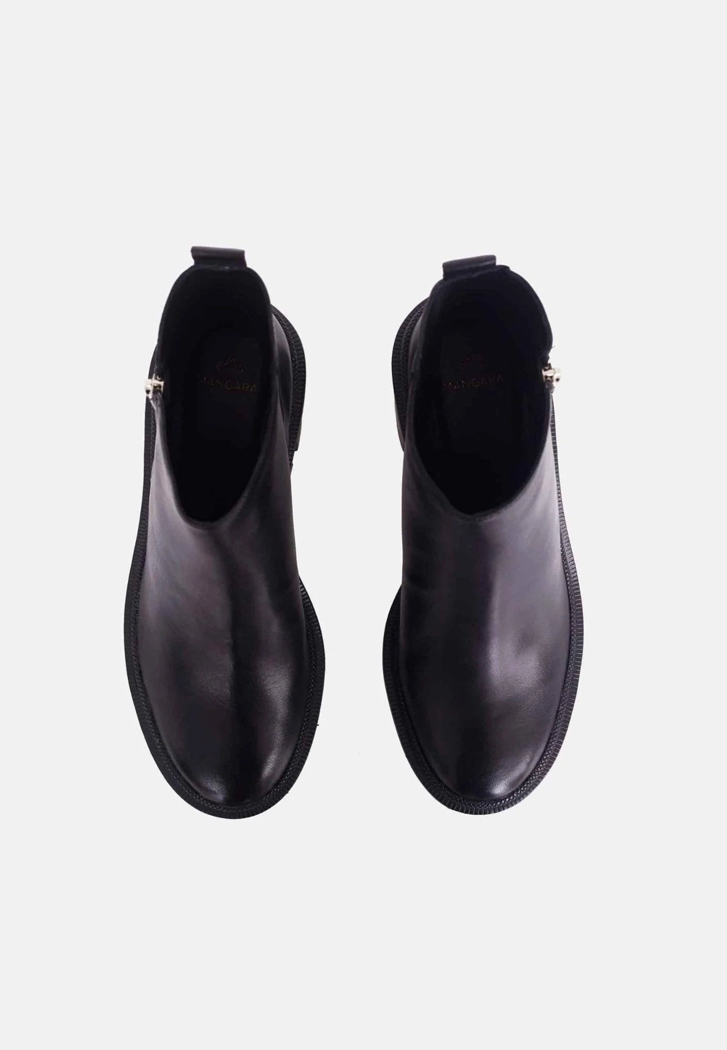 Mangará Atelier Black Goat Leather Ankle Boots Sophora – Women’S Round-Toe Block Heel Boots