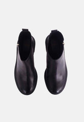 Mangará Atelier Black Goat Leather Ankle Boots Sophora – Women’S Round-Toe Block Heel Boots