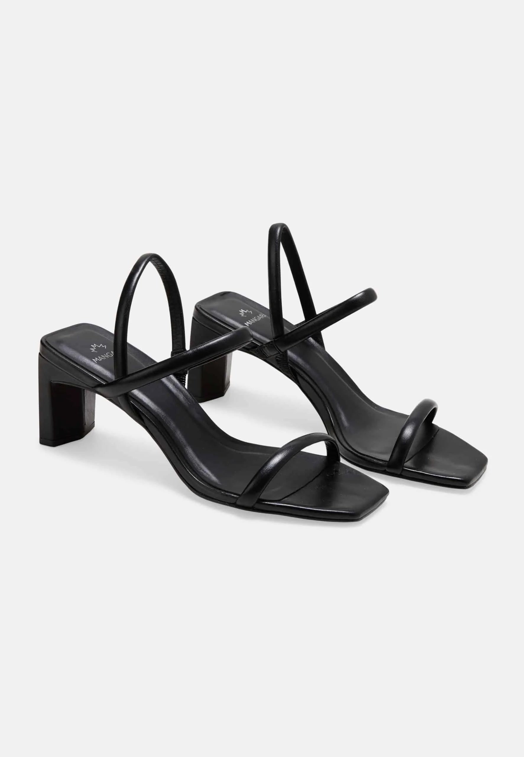 Mangará Atelier Black Goat Leather Sandals – 6.5 Cm Block Heel