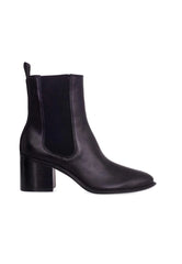 Mangará Atelier Black Leather Ankle Boots Canna – Chelsea Boots With 6.5 Cm Block Heel