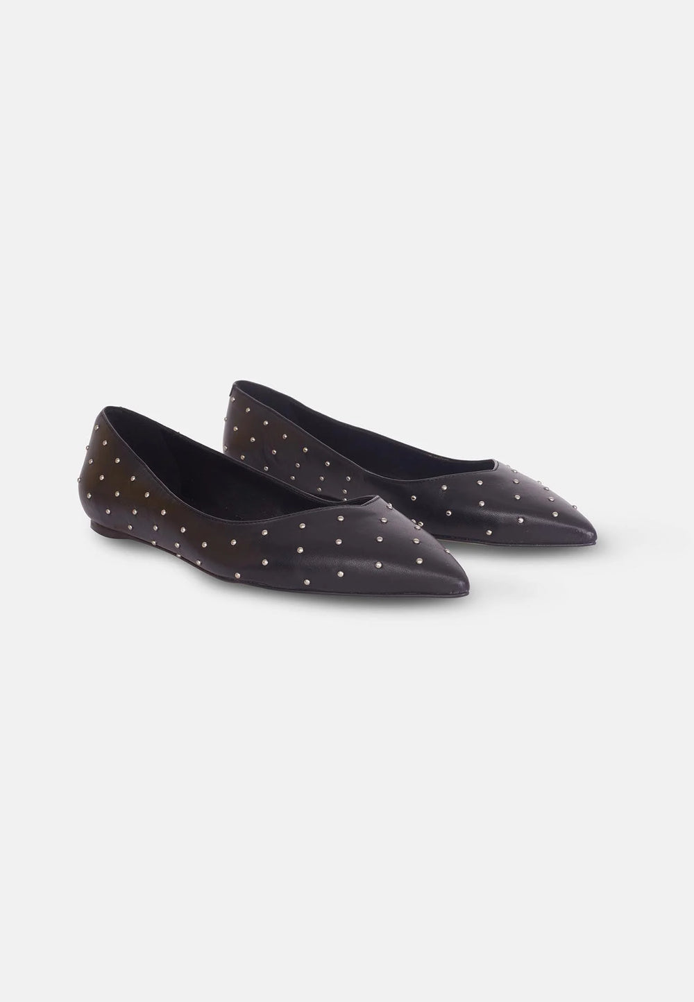 Mangará Atelier Black Leather Ballerinas Hamelia – Pointed-Toe Flats With Studs