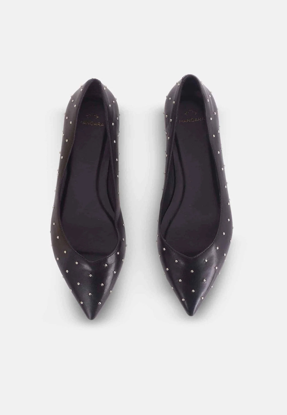 Mangará Atelier Black Leather Ballerinas Hamelia – Pointed-Toe Flats With Studs