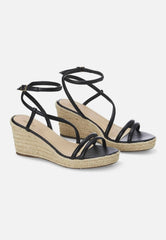 Mangará Atelier Black Leather Espadrille Wedges Romã – Women’S Jute Platform Sandals