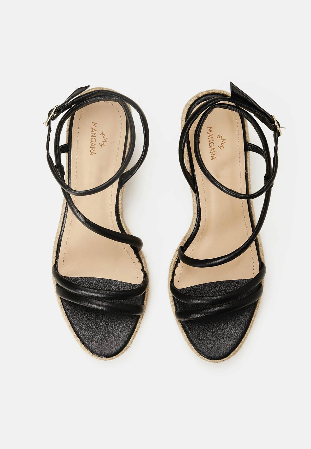 Mangará Atelier Black Leather Espadrille Wedges Romã – Women’S Jute Platform Sandals