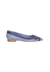 Mangará Atelier Blue Leather Ballerinas – Women’S Flat Shoes With Layered Detail