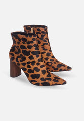 Mangará Atelier Brown Animal Print Boots Sapucaia – 8.4cm Block Heel Ankle Boots