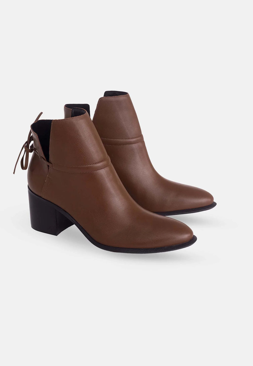 Mangará Atelier Brown Leather Ankle Boots Attalea – Women’S Block Heel Booties