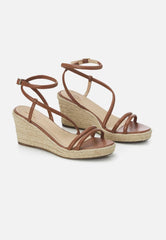 Mangará Atelier Brown Leather Espadrille Wedges Romã – Women’S Jute Platform Sandals