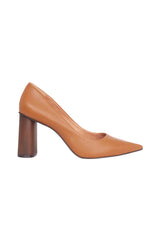Mangará Atelier Brown Leather Pumps Plinia – Women’S Block Heel High Heels