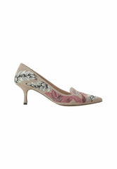 Mangará Atelier Gray Suede Embroidered Pumps – Kitten Heel Style