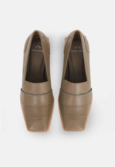 Mangará Atelier Green Calf Leather Loafers Louro – Women’S 4cm Block Heel