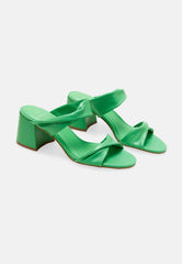 Mangará Atelier Green Goat Leather Mules Xaxim – Women’S 6.5 Cm Block Heel Sandals