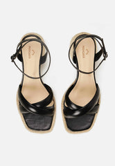 Mangará Atelier Marica Block Heels Black Sandals - Elegant & Comfortable