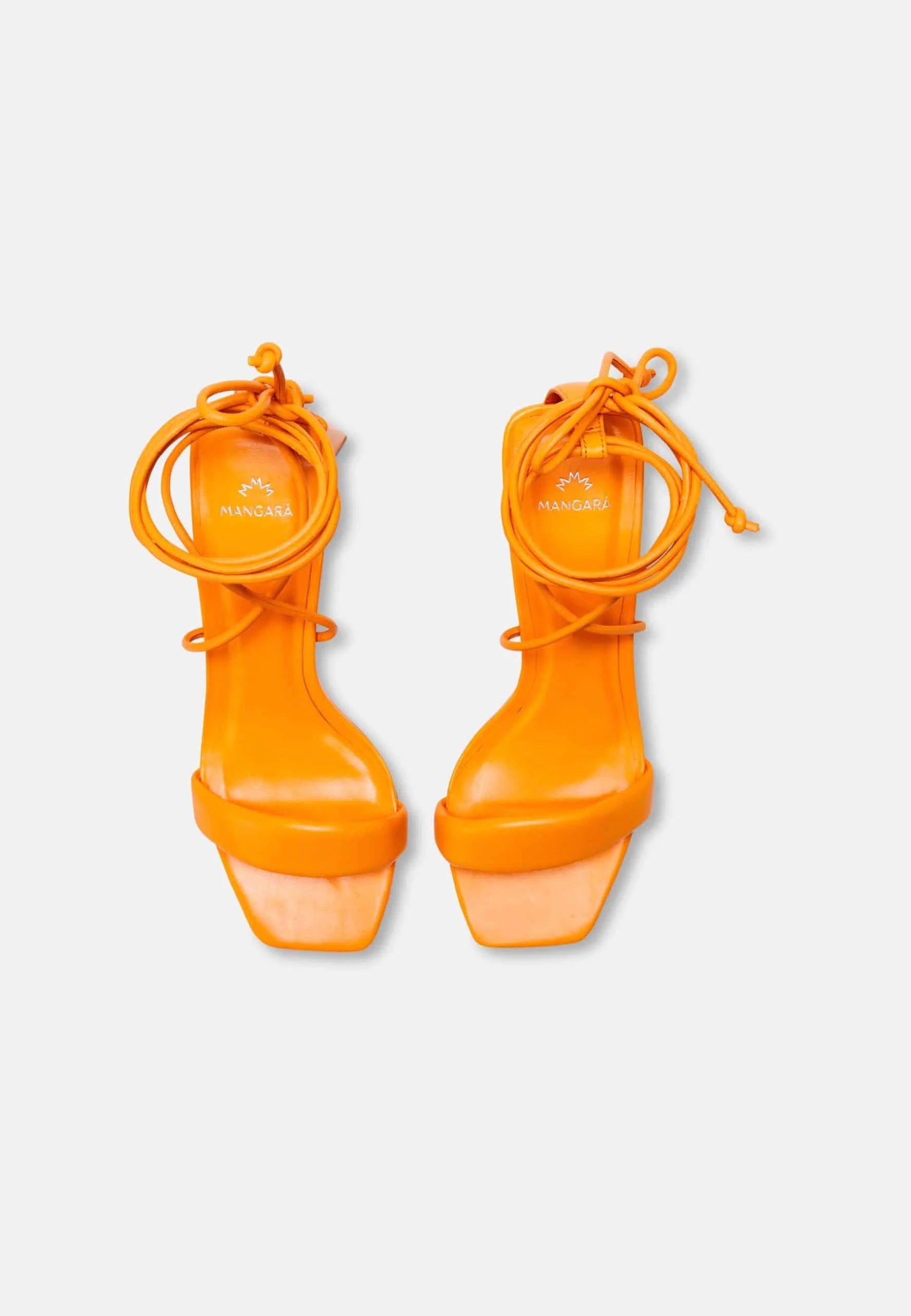 Mangará Atelier Orange Calf Leather Sandals CaúNa – Women’S Strappy 6.5 Cm Block Heel Wrap Design