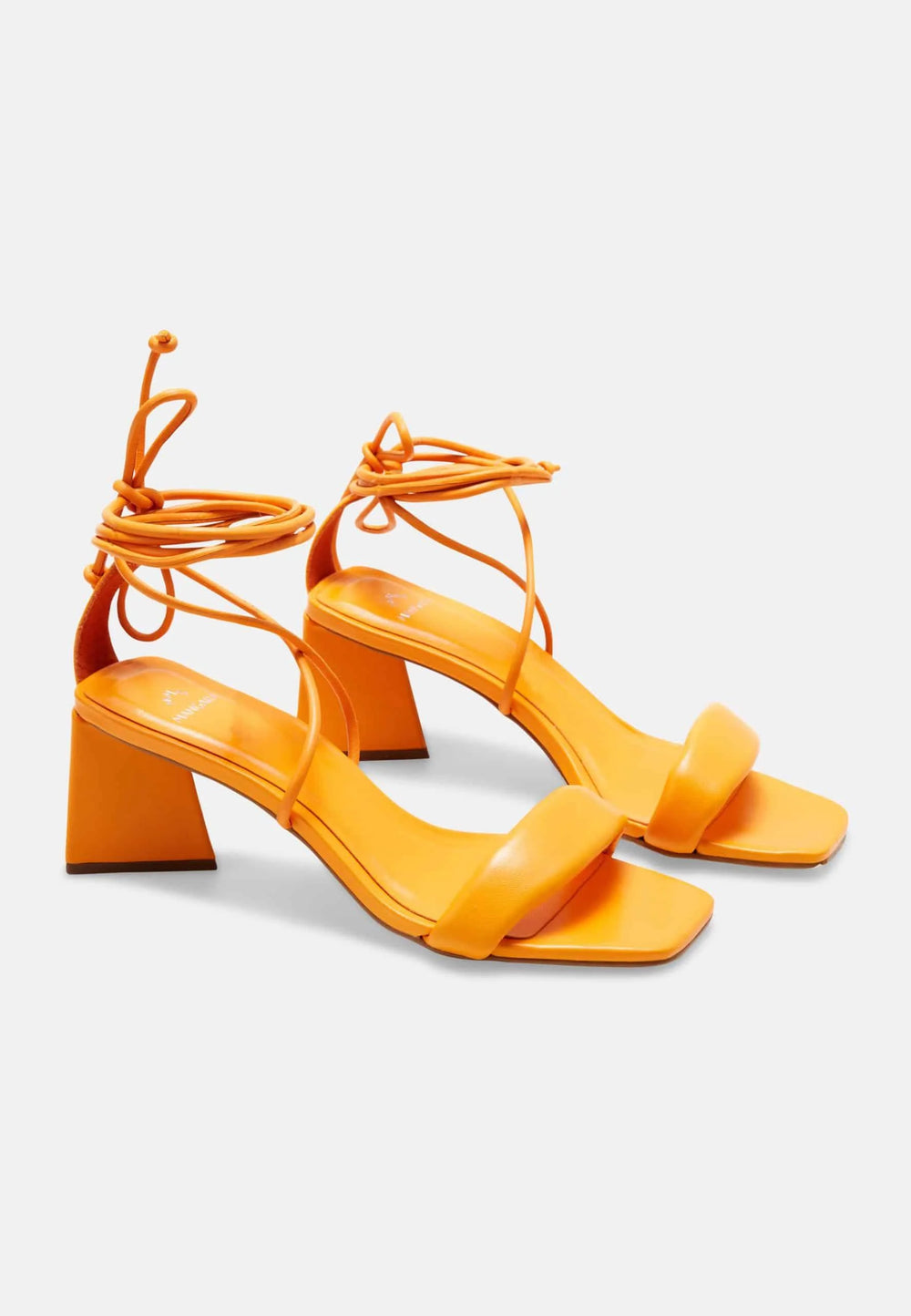 Mangará Atelier Orange Calf Leather Sandals CaúNa – Women’S Strappy 6.5 Cm Block Heel Wrap Design
