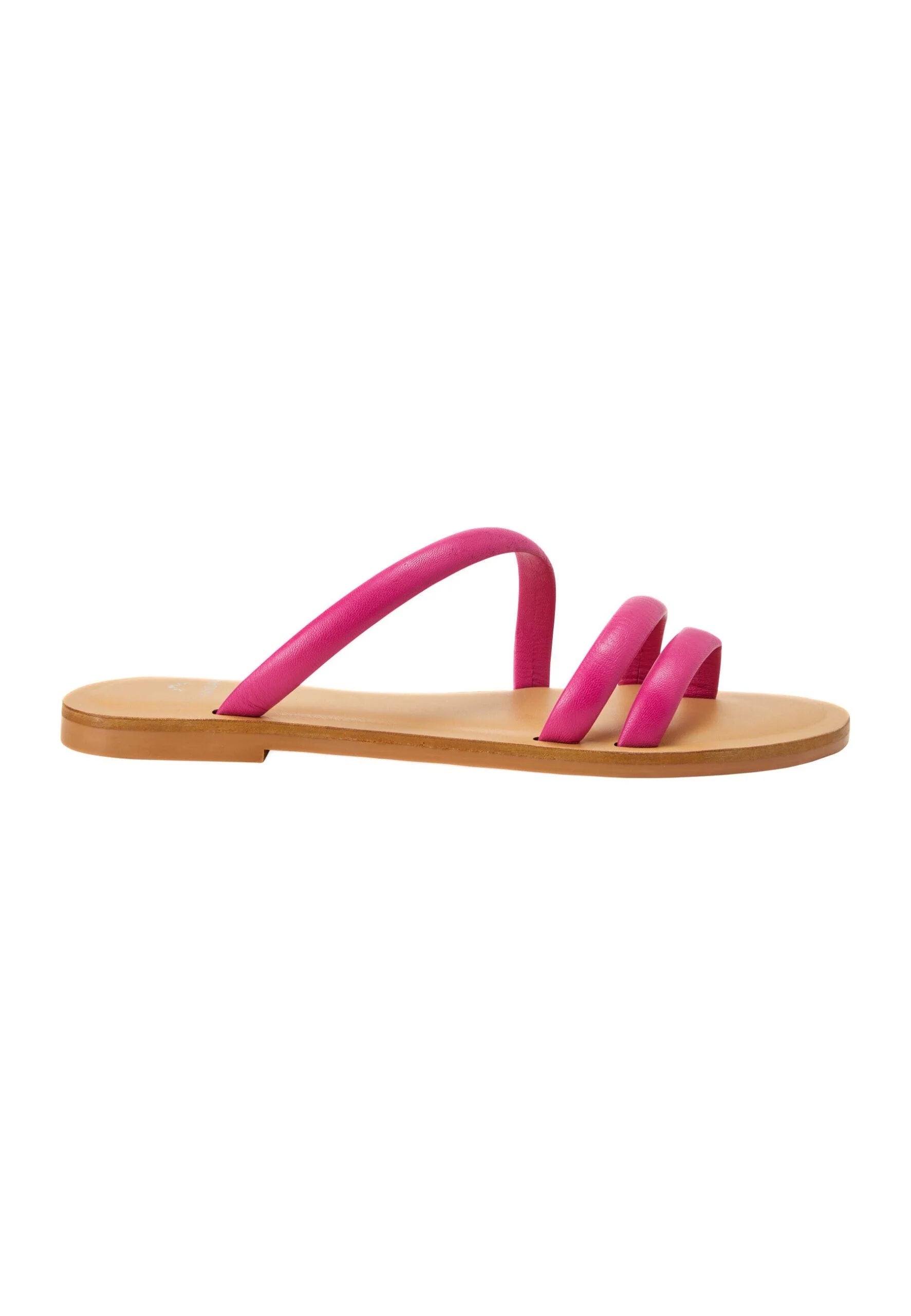Mangará Atelier Pink Calf Leather Flat Sandals – Women’S Minimalist Three-Strap Slides