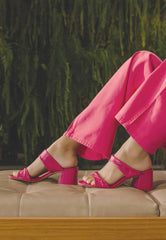 Mangará Atelier Pink Goat Leather Mules Xaxim – Women’S 6.5 Cm Block Heel Sandals