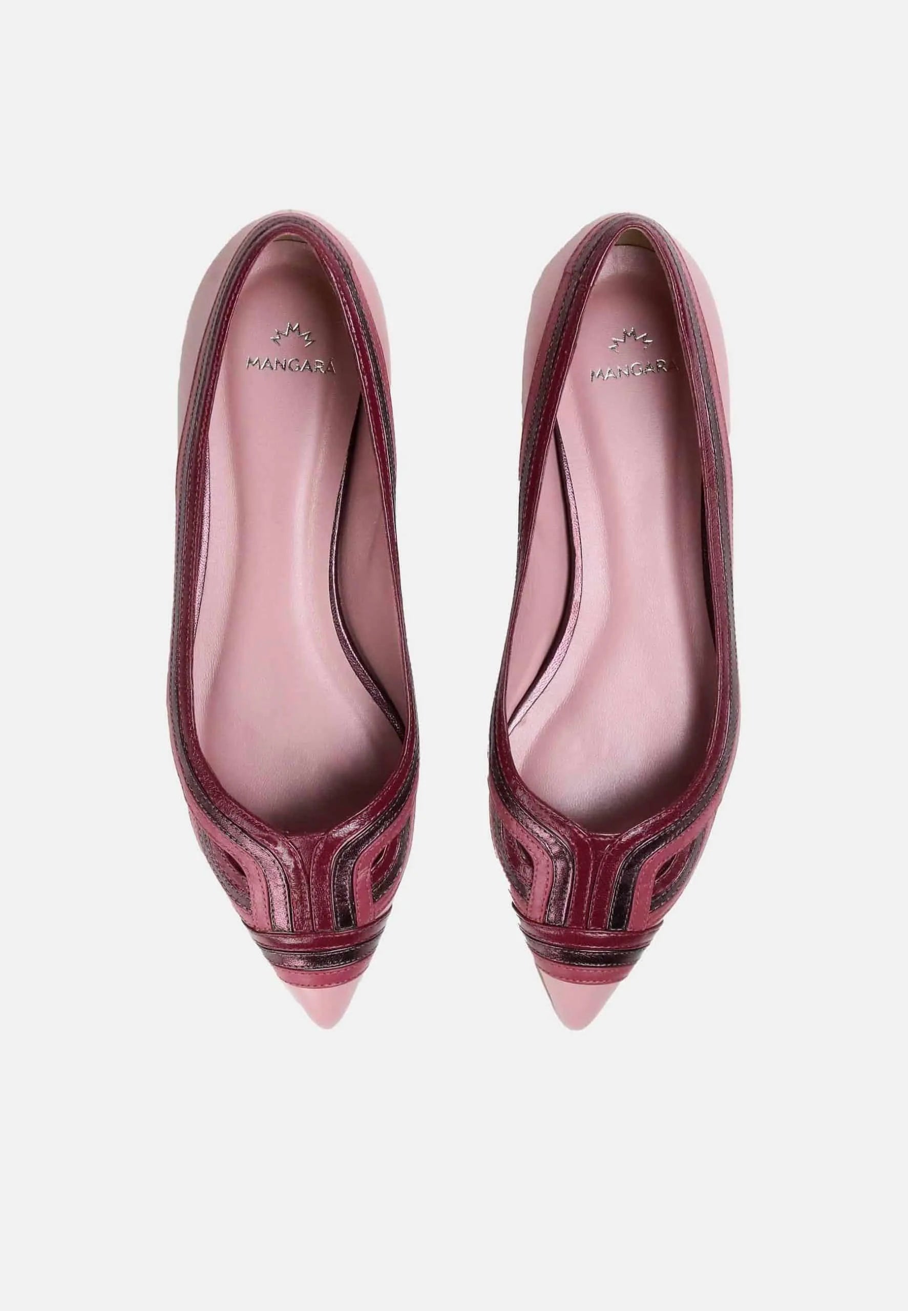 Mangará Atelier PINK Leather Ballerinas – Women’S Flat Shoes With Layered Detail