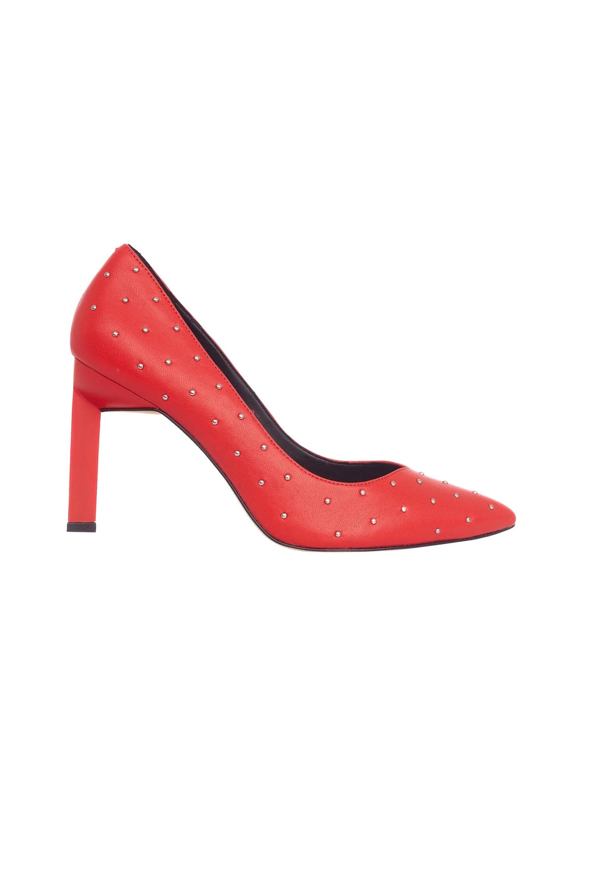 Mangará Atelier Red Brushed Leather Pumps Callisia – Women’S High Heels With Metal Studs