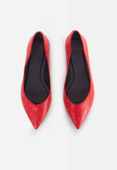 Mangará Atelier Red Leather Ballerinas Hamelia – Pointed-Toe Flats With Studs