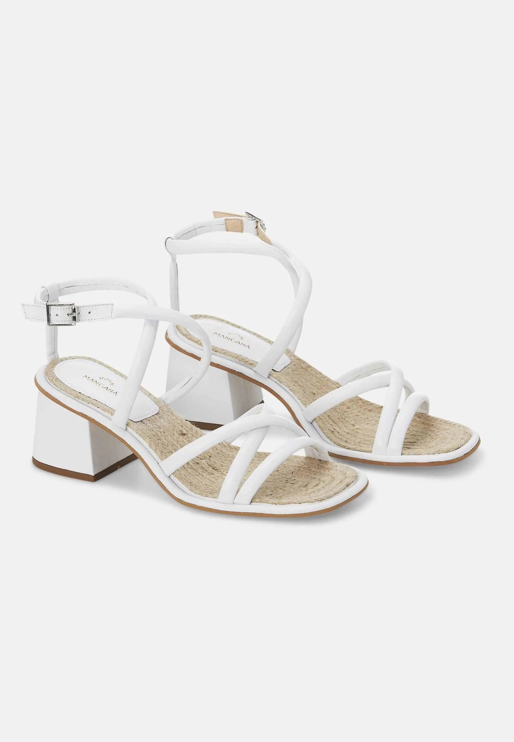 Mangará Atelier White Bromelia Women’S Sandals - Block Heel