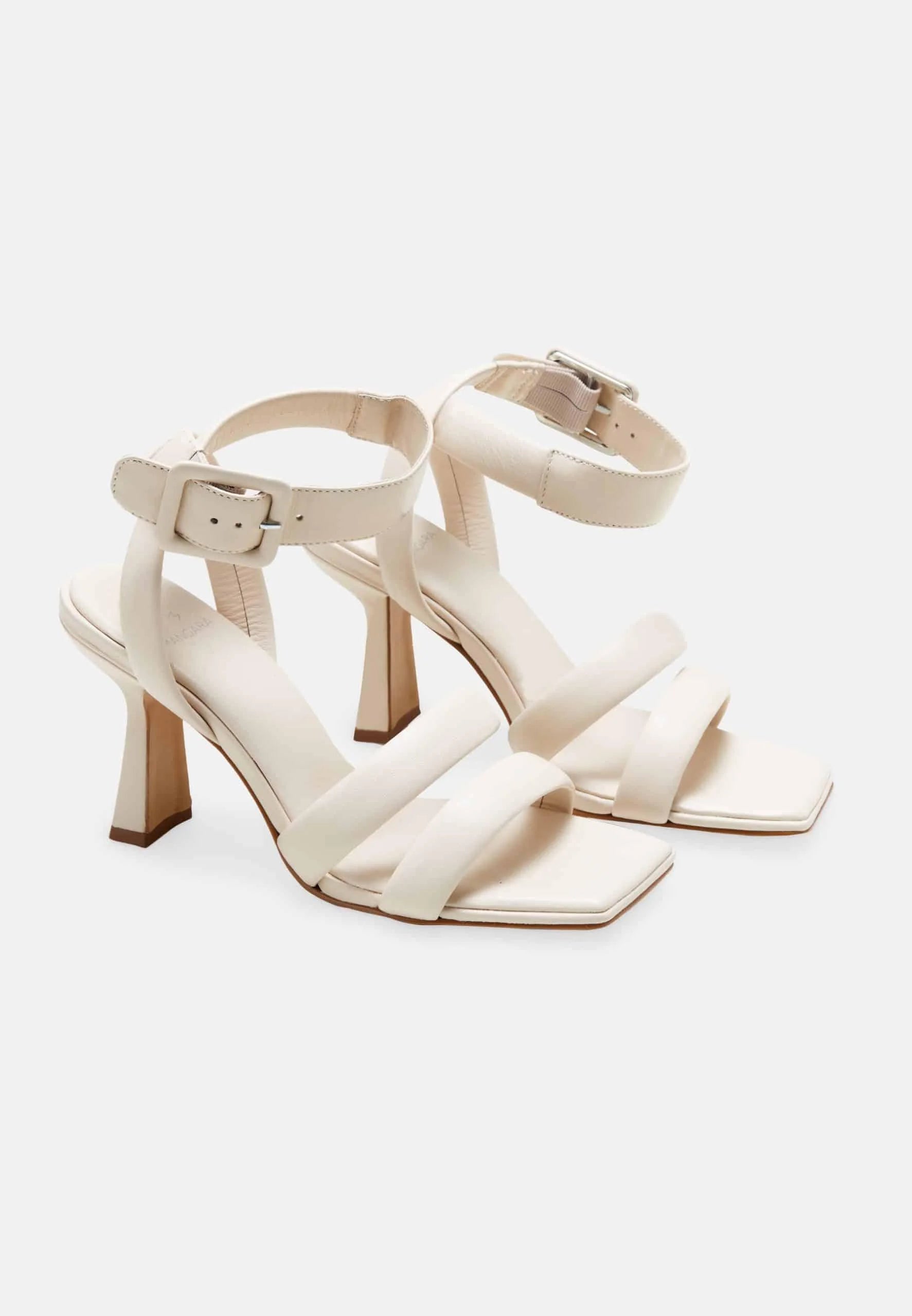 Mangará Atelier White Calf Leather Sandals Uvaia – Women’S 8 Cm Sculpted Heel With Ankle Strap