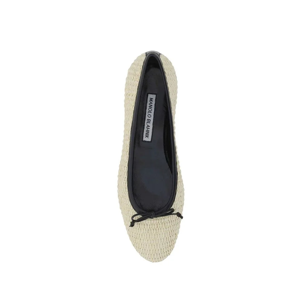 Manolo Blahnik Beige Raffia Ballet Flats - EU41/US11