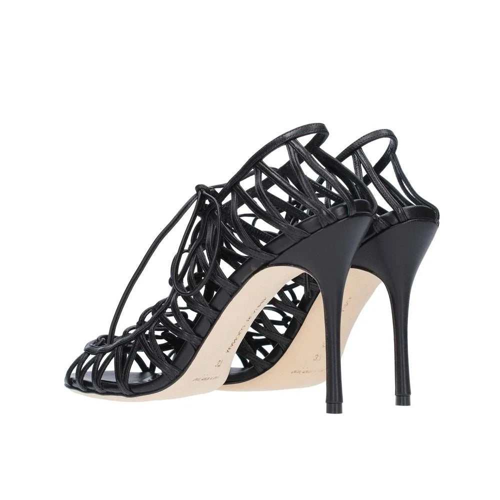 Manolo Blahnik Black Leather Sandals