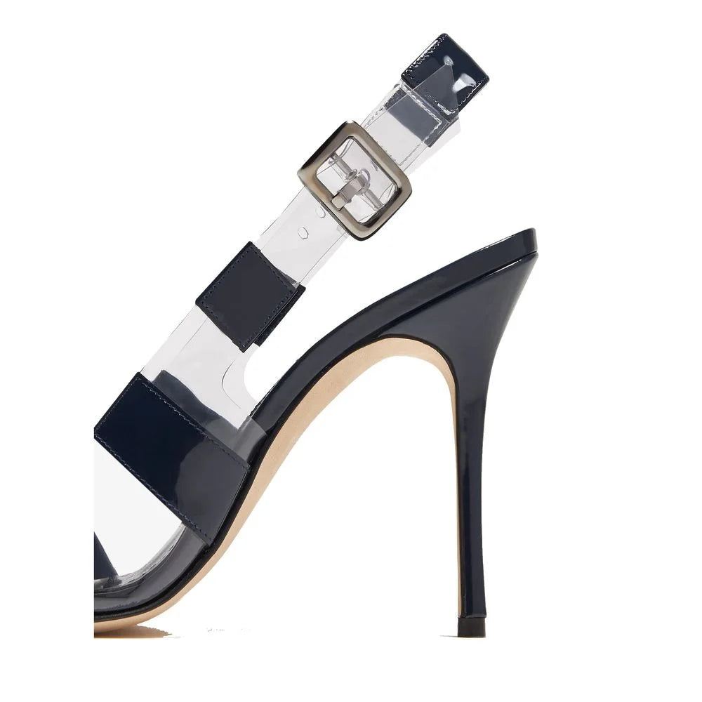 Manolo Blahnik Blue Calfskin High Heel Pumps