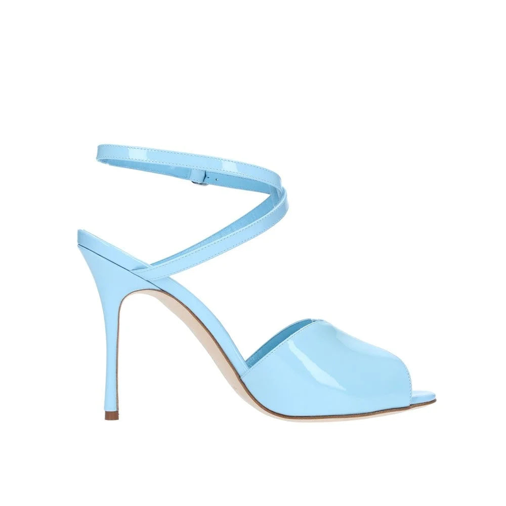 Manolo Blahnik Blue Calfskin Stiletto Heel Sandals - EU37.5/US7.5