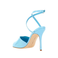 Manolo Blahnik Blue Calfskin Stiletto Heel Sandals - EU37.5/US7.5