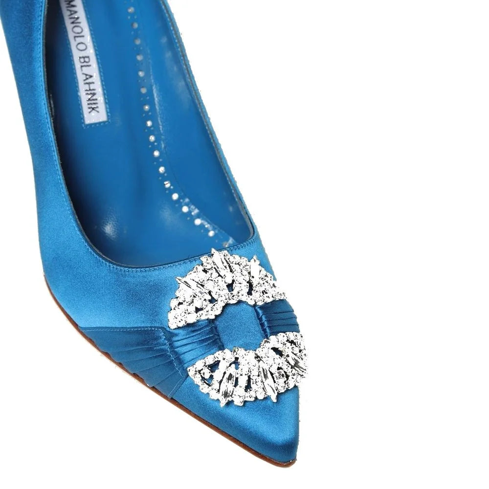 Manolo Blahnik Blue Silk High Heel Pumps - EU35/US5
