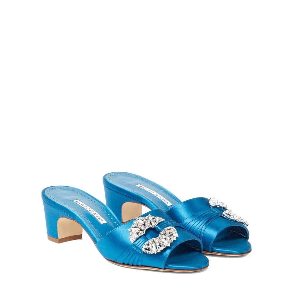 Manolo Blahnik Prinap 050 Satin Mules - Heels