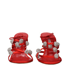 Manolo Blahnik Red Satin Stiletto Heels Sandals