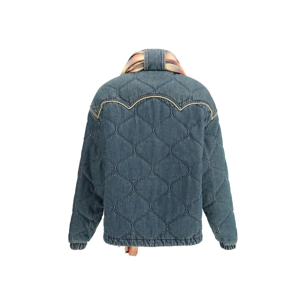 MARBELL Denim Down Jacket With Scarf - 0/XS - Puffer Jackets