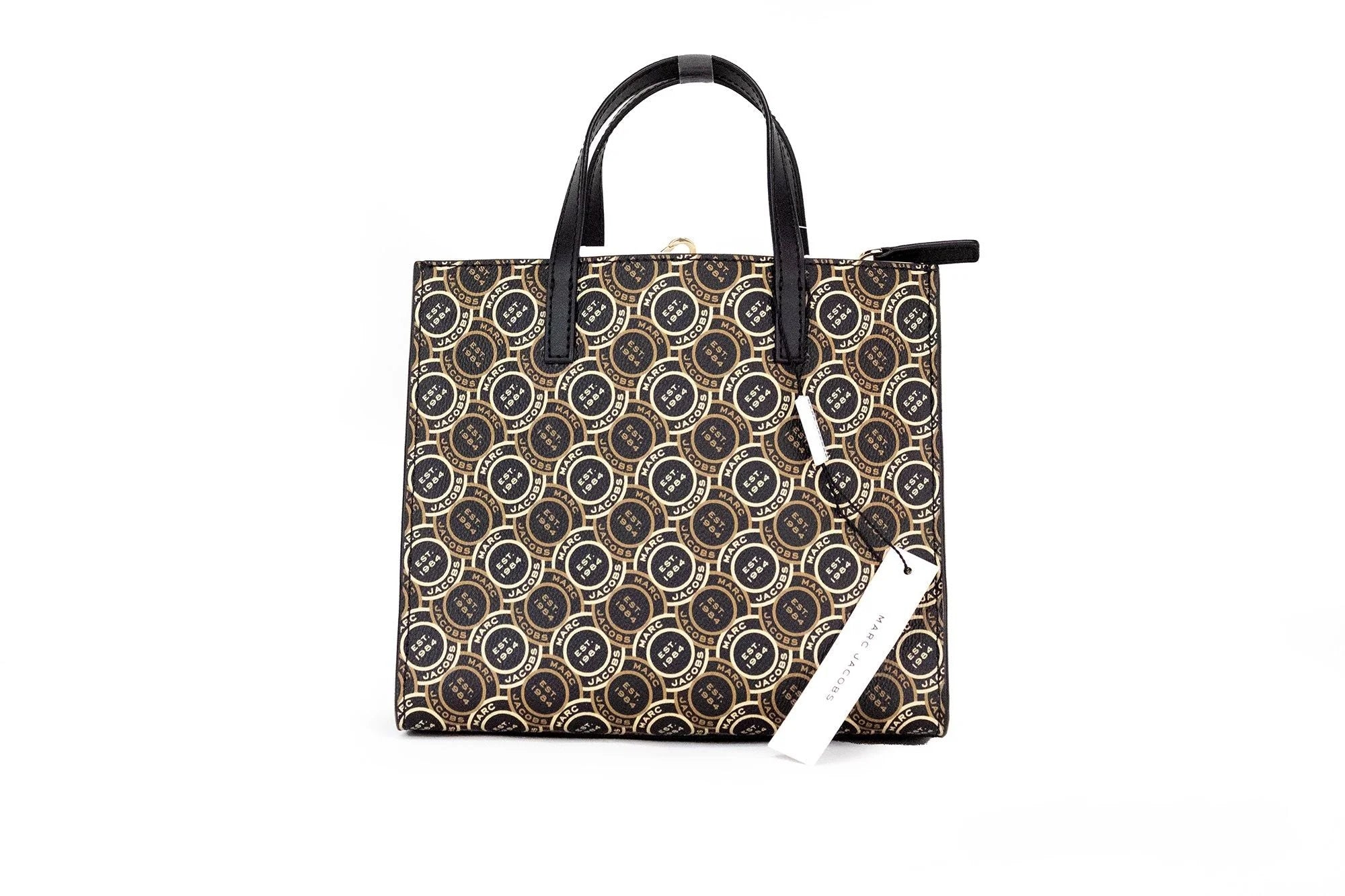 Marc Jacobs Mini Grind Signet Printed Leather Crossbody Tote Handbag Purse - Cross Body Bags