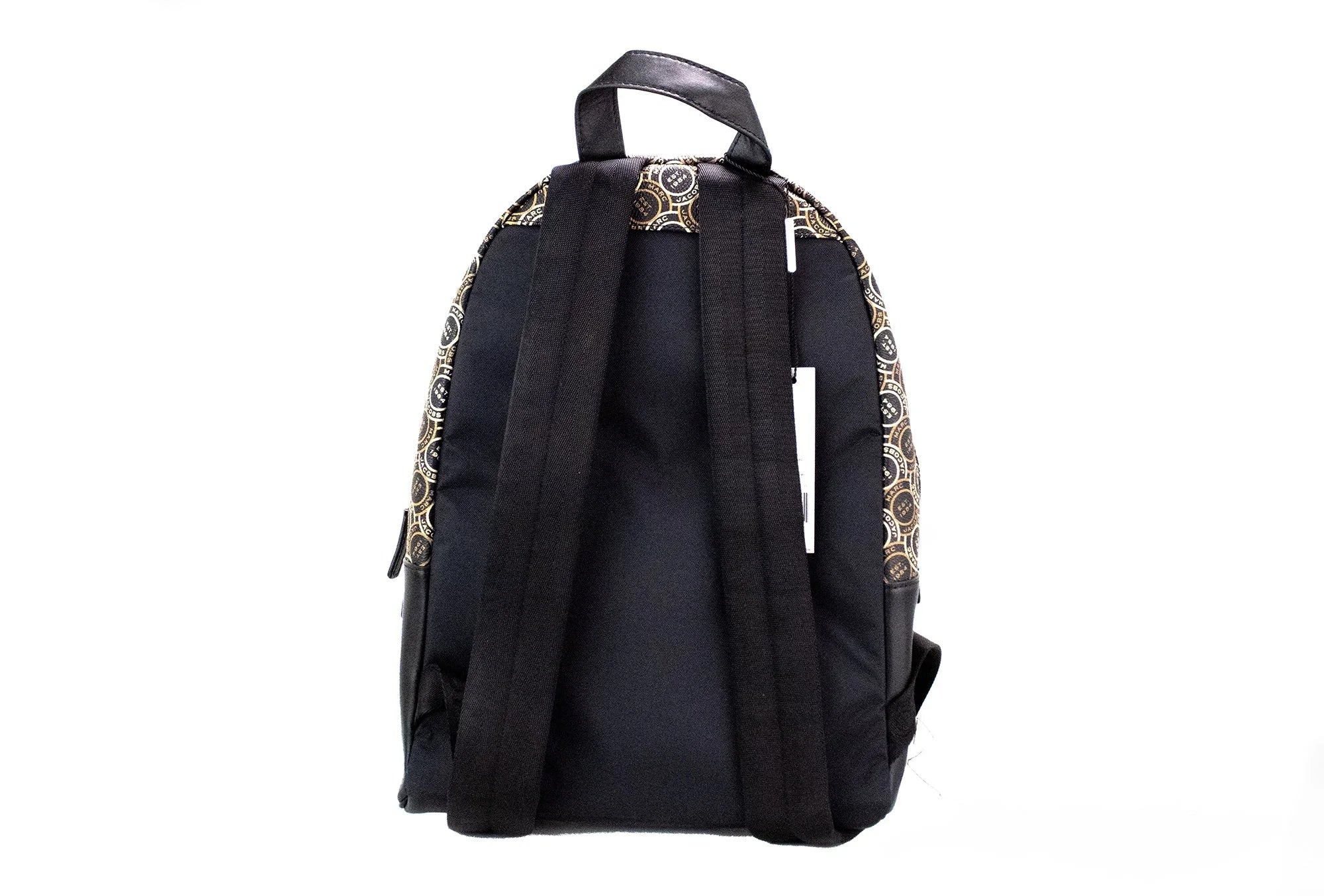 Marc Jacobs Signet Medium Black Logo Printed Leather Shoulder Backpack Bookbag - Backpacks