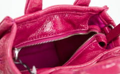 Marc Jacobs The Shiny Crinkle Micro Tote Magenta Leather Crossbody Bag Handbag - Cross Body Bags