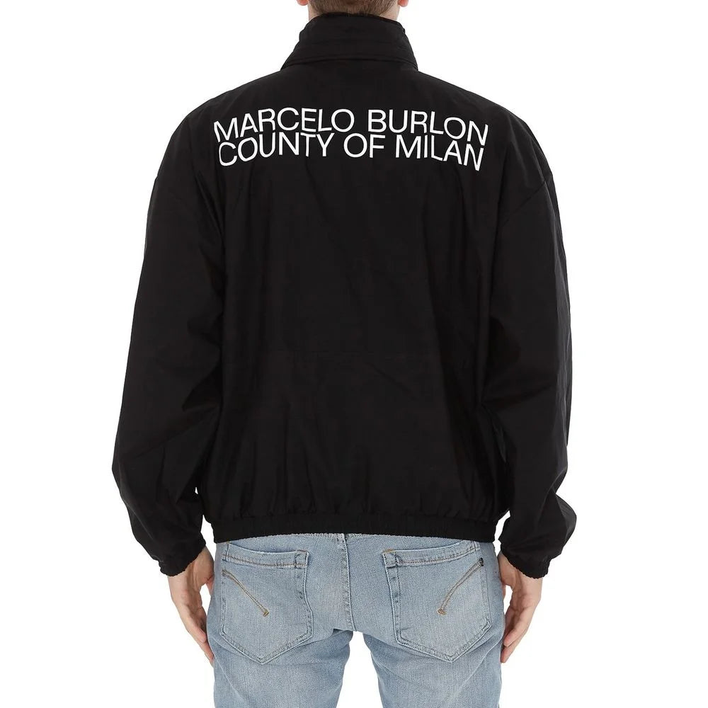 Marcelo Burlon Black Cotton Shell Jacket