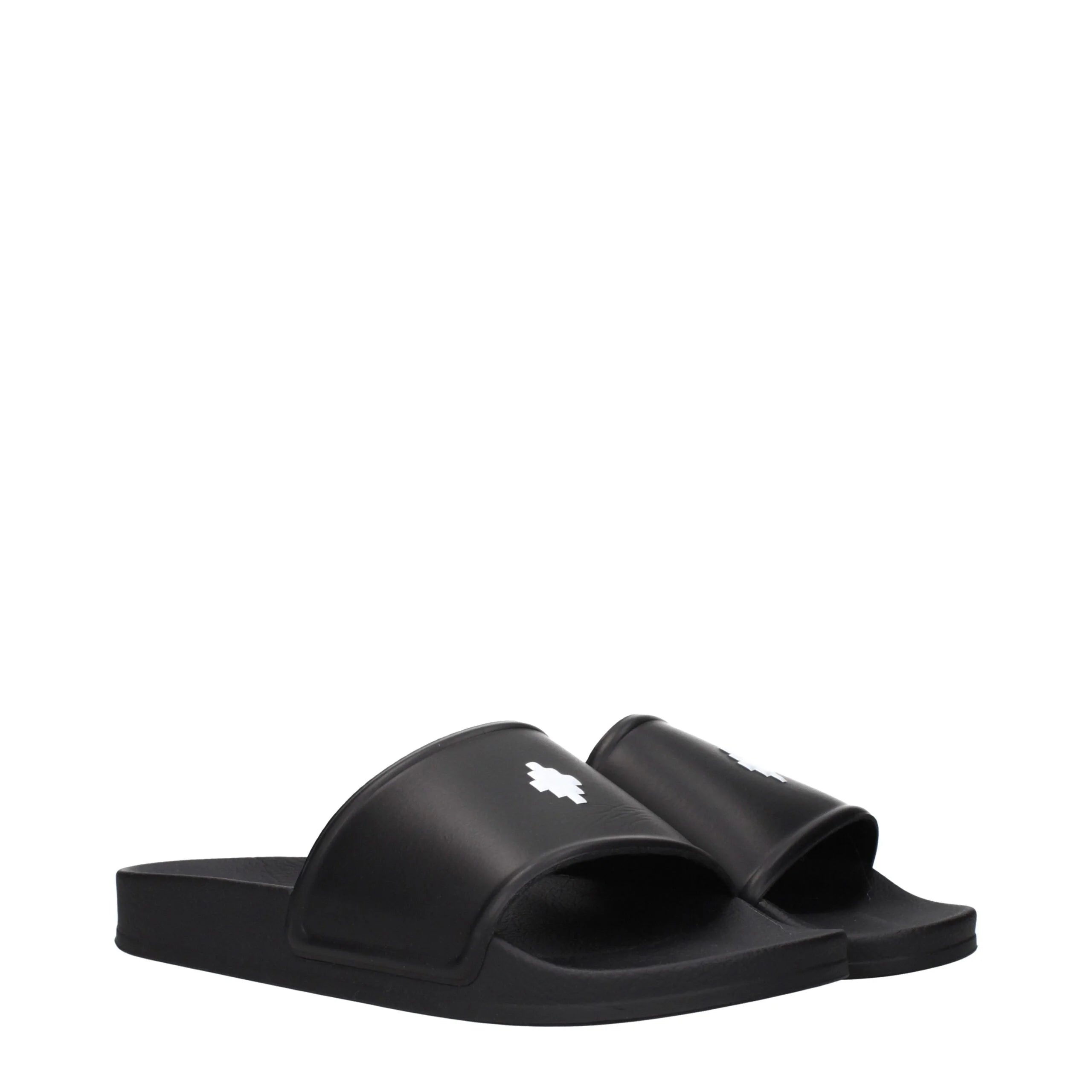 Marcelo Burlon Black Cotton Slippers Sandals - EU45/US12
