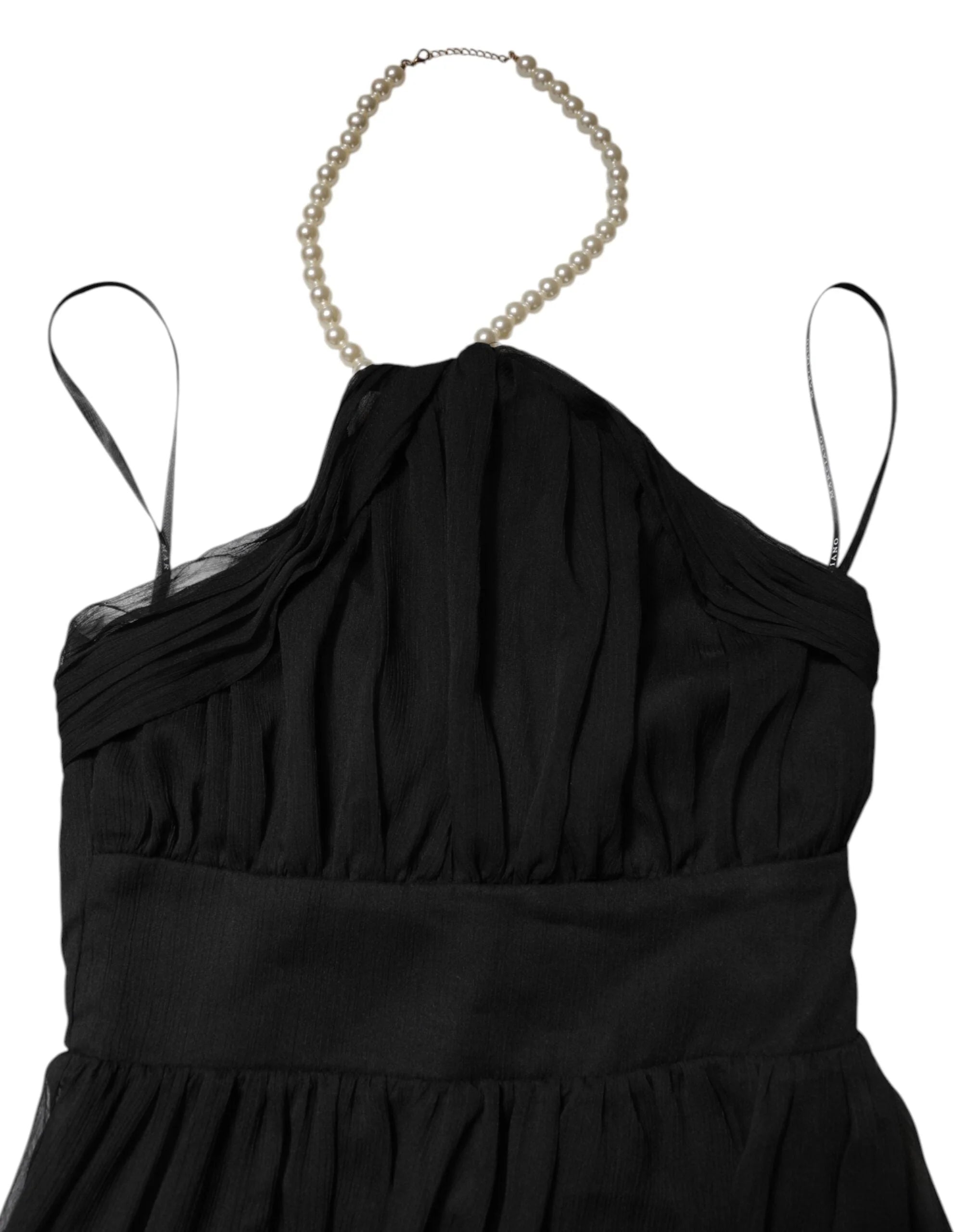 Marciano by Guess Black Tulle Pearl Sleeveless Long Gown Dress - IT38 | XS