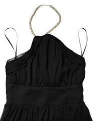 Marciano by Guess Black Tulle Pearl Sleeveless Long Gown Dress - IT38 | XS