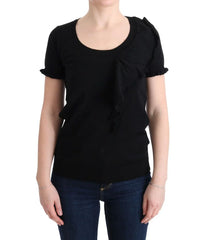 MARGHI LO’ Black 100% Lana Wool Top Blouse T-shirt - IT46|XL - T-Shirts